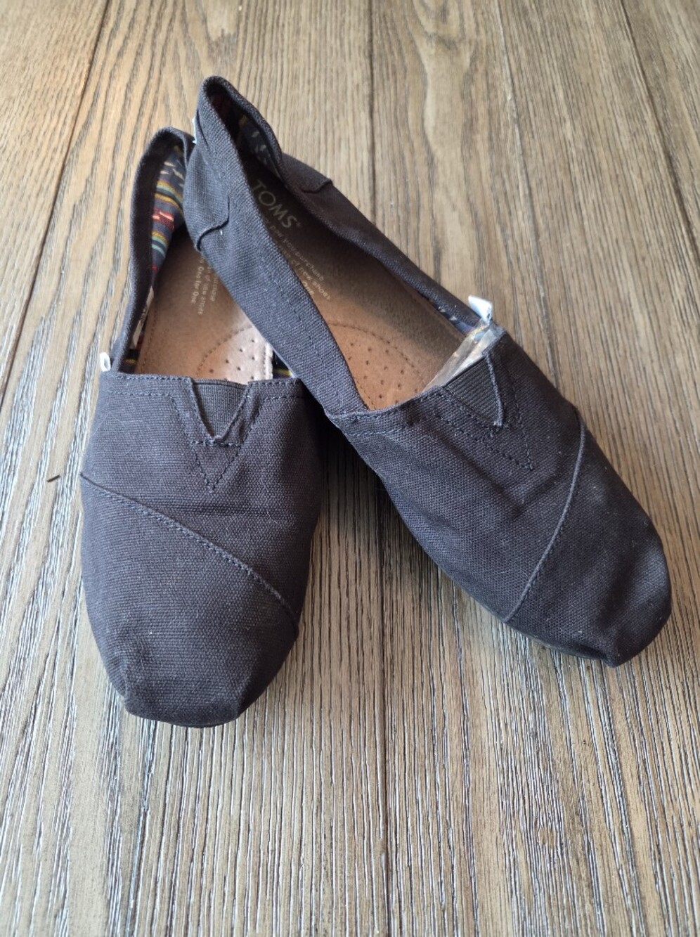 TOMS Classic Canvas Alpargata Slip-On Shoes Black - Size 9.5